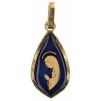 Medaille O.L.V. Modern - 17 X 11 mm - Met Verg + Email Blauw 