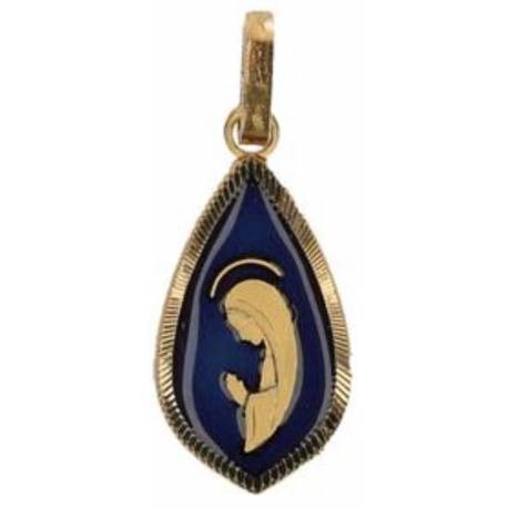 Médaille Vierge Moderne - 17 X 11 mm - Métal Doré + Email