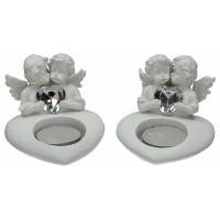 2 Anges/Coeur + Chauffe-Plat - 8 X 9 X H 6.5 cm - 2 / set