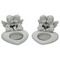Twee Engelen + Tealight - 8 X 9 X H 6.5 cm - 2 / set 