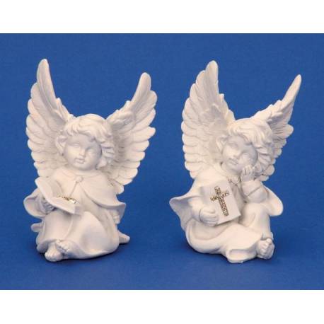 Engel 12 Cm Zittend Met Boek - 4 / Set 