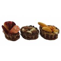 Napolitaanse Santon 12 Cm Mandje Salami-Paddestoelen-Brood 3X2x3cm 