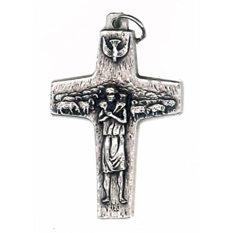 Croix 38 mm Bon Pasteur Métal argenté