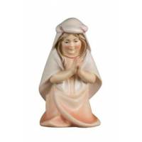 Houtsnijwerk Meisje Biddend/Geknield voor kerstfiguren van 16 cm/Gekleurd 