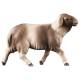 Houtsnijwerk Schaap Gevlekt/Lopend voor kerstfiguren van 16 cm/Gekleurd 