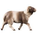 Mouton blanc et brun qui court : crèche de Noël en bois Komet 12 cm