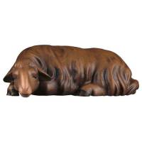 Mouton noir qui dort : crèche de Noël en bois Komet 12 cm