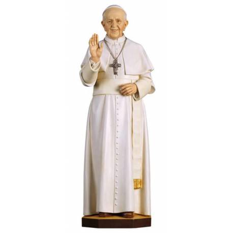 Statue en bois sculpté Pape François 23 cm couleur