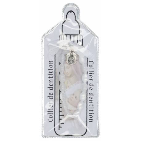 Collier de dentition/blanc+prière+méd. Ste Apolline