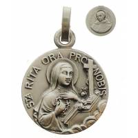 Medaille H Rita / H Nicolaas van Tolentijn - 18 mm - Metaal Verzilverd 