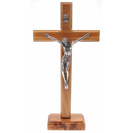 Croix sur base - 27 cm - Bois d'olivier