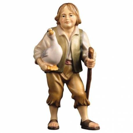 Jongen met Gans : houtsnijwerk kerstgroep Ulrich 15 cm 