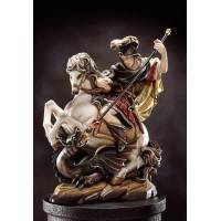 Houtsnijwerk St Joris Te Paard 25 Cm/Gekleurd 