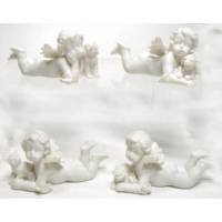 Engel liggend + diertje - 9.5 X H 4.5 cm - 4 / set 