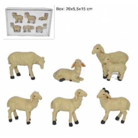 Set Met 6 Schapen Voor Figuren 20 Cm 