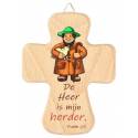 Croix Murale / bois - 14x10 cm - De Heer is mijn herder