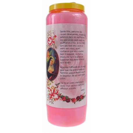 Noveenkaars / roze / rozengeur / H Rita + gebed FR 