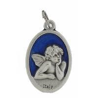 Médaille 20 mm Ov - Ange - Email Bleu