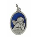 Medaille 20 mm Ov - Engel - Email Blauw 