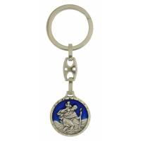 Sleutelhanger - H Kristoffel - 26 mm - Email Blauw 