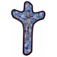 Croix Murale - 20 X 12 cm - Mosaique Bleue