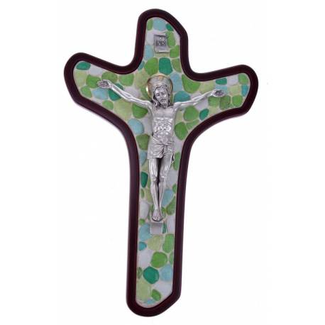 Croix Murale - 20 X 12 cm - Mosaique Verte
