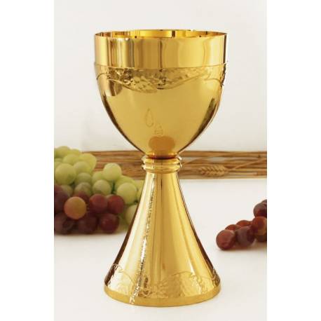 Calice H 21 Cm Doré Avec Gouttes Émaillées