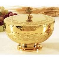 Ciborie/Pateen Diam 12 Cm Verguld Vissen 