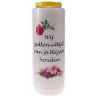 Noveenkaars / wit / Wij zullen altijd van je blijven houden 