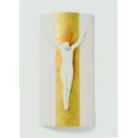Croix Murale 29.5 Cm Céramique/Doré