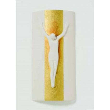 Croix Murale 29.5 Cm Céramique/Doré