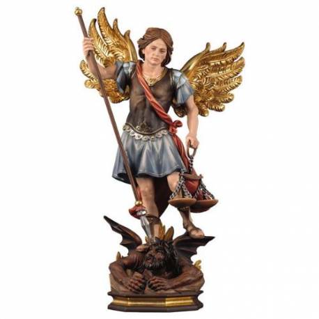 Houtnsnijwerk beeld Heilige Michael 27 cm gekleurd 