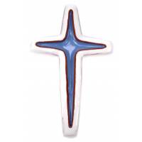 Croix Ceramique 13.5 X 9 Cm Blanc + Bleu Indigo