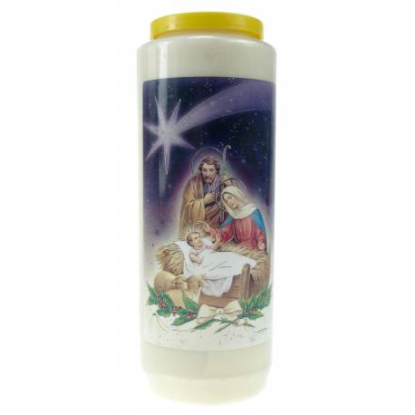 Noveenkaars / wit / Kersttafereel 