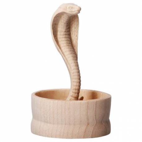 Houtsnijwerk Slang In Korf 16 Cm/Natuur 