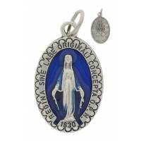 Medaille 23 mm Ov - Miraculeuse - Email Bleu