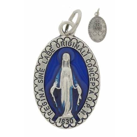 Medaille 23 mm Ov - Miraculeuse - Email Bleu