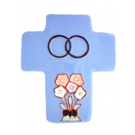 Croix Ceramique 12 X 10 Cm Bleu Indigo