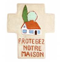 Kruisje Keramiek 12 X 10 Cm Beige Huiszegen (Frans) 