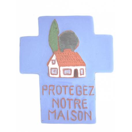 Kruisje Keramiek 12 X 10 Cm Indigo Blauw Huiszegen 