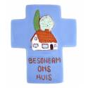 Kruisje Keramiek 12 X 10 Cm Indigo Blauw 