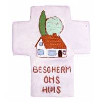 Kruisje Keramiek 12 X 10 Cm Roze 