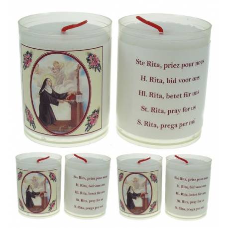 Set de 4 bougies - Ste Rita - texte 5 langues