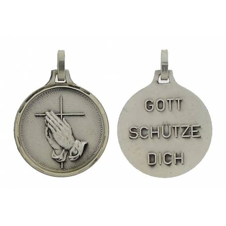 Medaille Biddende Handen - 20 mm / Gott Schütze Dich 