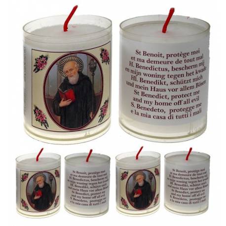 Set de 4 Bougies - St Benoît - Texte 5 Langues
