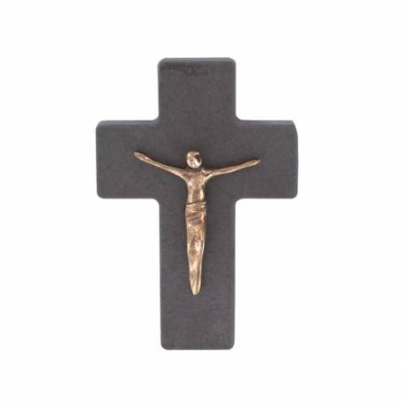 Croix Murale Ardoise 11 Cm Corps En Bronze