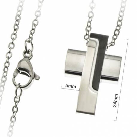 Croix 24 mm et chaîne acier inoxydable