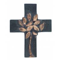 Croix Murale Bronze 10.5 Cm Arbre De Vie