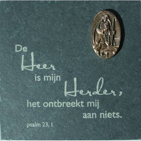 Leisteen 14.5 X 14.5 Cm De Heer Is Mijn Herder 