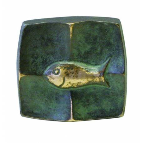 Plaque Murale 5 X 5 Cm Poisson Bronze